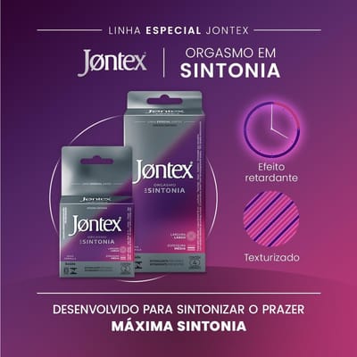 Preservativo com Lubrificante, Retardante para o Homem e Estimulante para Mulher - 56 mm - Jontex Orgasmo em Sintonia | 2 Unidades