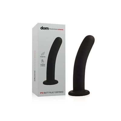 Plug Anal em Silicone Aveludado com Formato Levemente Curvado e Ventosa - Dom P13 Butt Plug Tortinho | 16,5 x 3,5 cm