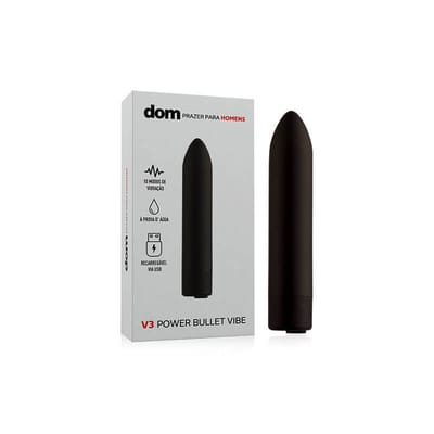 Cápsula Vibratória em ABS Atóxico com 10 Modos de Vibração, Recarregável via USB - Dom V3 Power Bullet Vibe - 7,2 x 1,8 cm