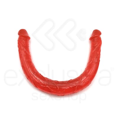 Double Dong - Prótese em Forma de Pênis Duplo com Veias Salientes - 45 x 3,5 cm | Cor: Vermelho