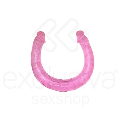 Double Dong - Prótese em Forma de Pênis Duplo com Veias Salientes 45 x 3,5 cm | Cor: Rosa