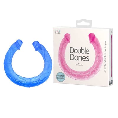 Double Dong - Prótese em Forma de Pênis Duplo com Veias Salientes 45 x 3,5 cm | Cor: Azul