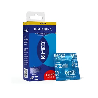 Preservativo Extra Lubrificado - 52 mm - K-Med K.misinha Mais Conforto | 8 unidades