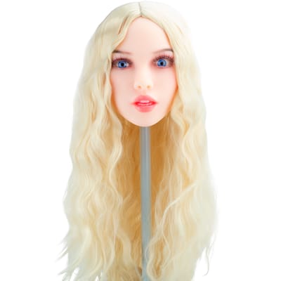 Emily - Boneca Realística em TPE com Pele Morena, Cabelo Loiro Longo, Olhos Azuis, Seios Médios, Vértebras em Aço e Acessórios - 43 Kg e 1,58 Metros de Altura