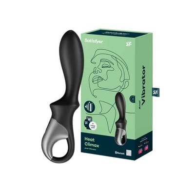 Estimulador Anal em Silicone com 12 Modos de Vibração, Função Aquecimento e App Interativo - Satisfyer Heat Climax | 11 x 3,9 cm