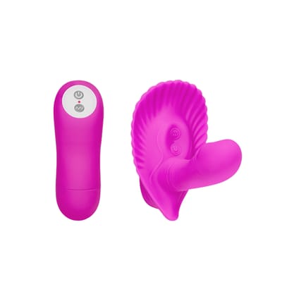 Estimulador Clitoriano em Forma de Concha com Mini Pênis Penetrável, 30 Funções de Vibração e Controle sem Fio - Pretty Love Fancy Clamshell | Disponível em 2 Cores