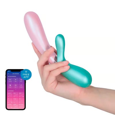 Vibrador Rabbit em Silicone com 12 Modos de Vibração, Função Aquecimento e Controle via Aplicativo - Satisfyer Hot Lover | 11,5 x 3 cm | Disponível em 3 Cores