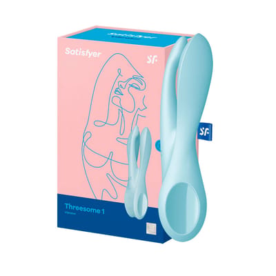Estimulador de Clitóris e Lábios Vaginais Recarregável em Silicone com Ponta Tripla e 2 x 12 Programas de Vibrações - Satisfyer Threesome 1 | 14 x 3,2 cm