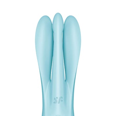Estimulador de Clitóris e Lábios Vaginais Recarregável em Silicone com Ponta Tripla e 2 x 12 Programas de Vibrações - Satisfyer Threesome 1 | 14 x 3,2 cm