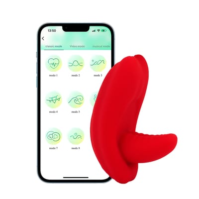 Estimulador em Silicone no Formato Boca com Língua, 9 Modos de Vibração, Controle por App e Carregamento via USB - 7,7 x 3,9 cm