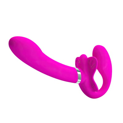 Vibrador Strap On Duplo com Duplo Motor, 12 Modos de Vibração e Carregamento Via Cabo USB - Pretty Love Valerie | 11,6 x 3,2 cm