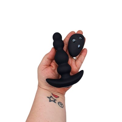 Estimulador de Próstata Escalonado em Silicone com 10 Vibrações, Funções de Rotação e Controle Remoto sem Fio - Evolved Bump N' Groove | 10,5 x 3,3 cm