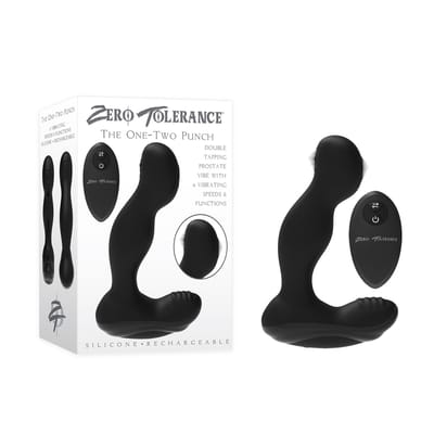 Vibrador Estimulador de Próstata e Períneo Recarregável com Dupla Pulsação, 6 Modos de Vibração e Controle Remoto Sem Fio - Zero Tolerance The One Two Punch | 12 x 3,7 cm