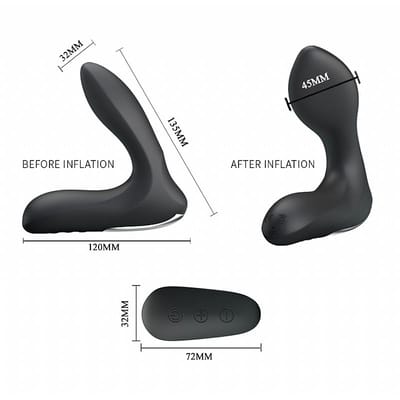 Estimulador de Próstata e Períneo Recarregável em Silicone com 12 Modos de Vibração e Inflação - Pretty Love Nasreddin | 13 x 3,1 cm