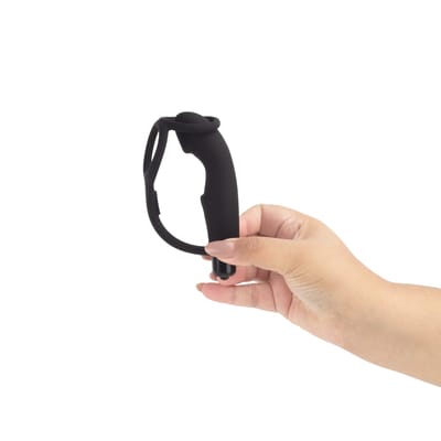 Estimulador de Próstata em Silicone com Anel Duplo e 10 Modos de Vibração à Pilha - SI | 9,5 x 2,7 cm