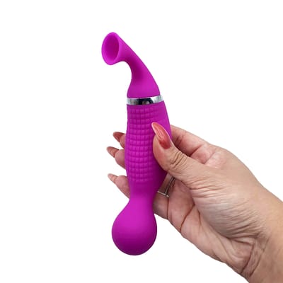 Vibrador Estimulador de Clitóris em Silicone com 12 Modos de Vibração, 12 Níveis de Sucção, Recarregável e Resistente à Água - Pretty Love Magic Flute ll