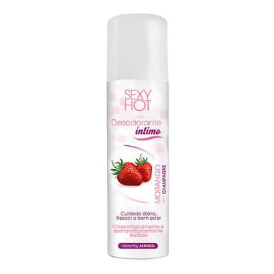 Desodorante Íntimo com Aroma de Morango com Champagne em Aerossol - Eva Cosméticos | 166 ml