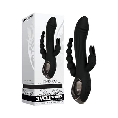 Vibrador Rabbit com Plug Anal Escalonado de Esferas Gradativas e 10 Modos de Vibração - Evolved Trifecta | 11,8 x 3,4 cm