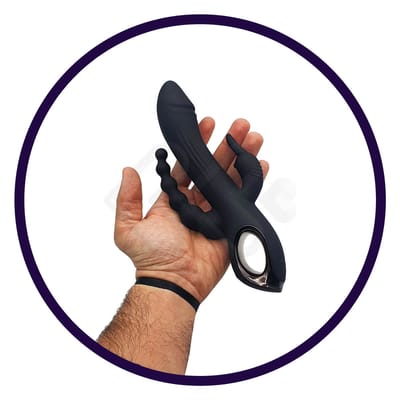 Vibrador Rabbit com Plug Anal Escalonado de Esferas Gradativas e 10 Modos de Vibração - Evolved Trifecta | 11,8 x 3,4 cm