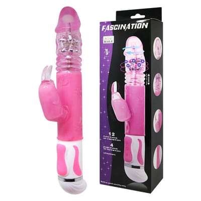 Vibrador com Estimulador Clitoriano, 12 Modos de Vibração e 4 Modos de Rotação - Lybaile Fascination | 14 x 4 cm