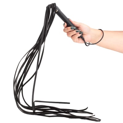 Chicote Longo em Couro Sintético com 9 Tiras e Alça de Segurança - Fetiche Playgirl | 90 cm