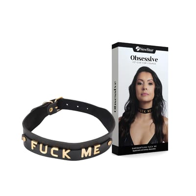 Gargantilha Fuck Me em Montana com Letras Douradas e Fivela Ajustável - New Star Couros | Tamanho Único