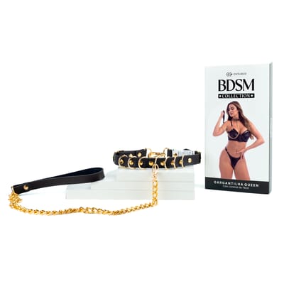 Gargantilha Queen Gold com Guia e Correntes Douradas - Exclusiva Linha Sado