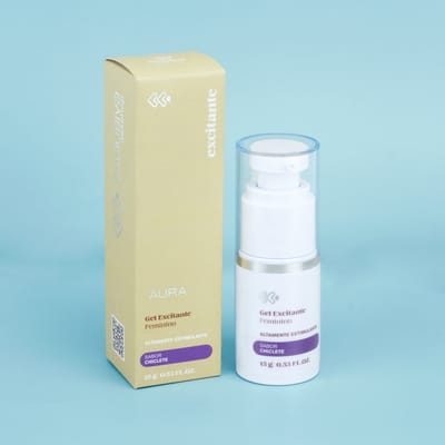 Gel Excitante Feminino com Efeito que Aquece, Refresca, Vibra e Sabor de Chiclete - Exclusiva Aura | 15g