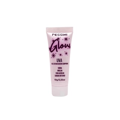 Gel Lubrificante Beijável com Efeito Brilhoso e Vibração - Pessini Glow | 10g | Disponível em 3 Sabores
