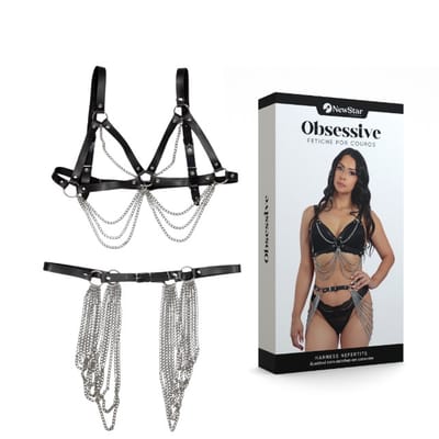 Harness com Cinto Nefertite Gold de Correntes Prateadas- New Star Couros