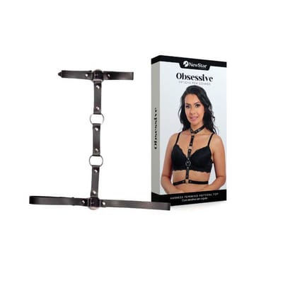 Harness Feminino Peitoral Top com Argolas e Coleira - New Star Couros | Tamanho Único