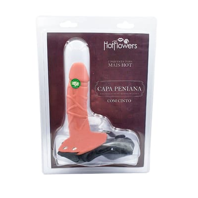 Capa Peniana Extensora com Forma de Pênis e Cinta Elástica - Hot Flowers 50 Tons | 12 x 4,5 cm