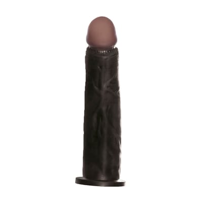 Prótese Peniana em Resina com Formato de Pênis Avantajado e Veias - Hot Flowers Hot Black | 25 x 6 cm