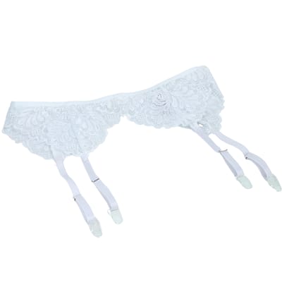 Cinta Liga em Renda Branca com Persex e Calcinha Fio Dental em Tule Transparente - InNamorata Love Items | Tamanho Único