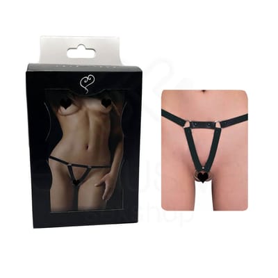 Calcinha Sado em Couro Ecológico com Formato Triangular e Elástico Ajustável - InNamorata Love Items Fetish | Tamanho Único