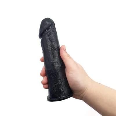 Prótese Peniana com Glande Definida, Leve Texturas de Veias e Base Achatada para Cintas - InNamorata Royal N°28 Black | 17,5 x 4,5 cm