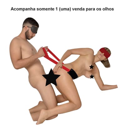 Puxador Cavalona em Couro e Nylon e com Venda para Olhos - InNamorata Sex Night
