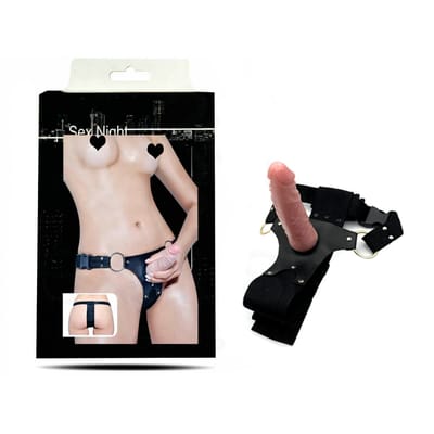 Cinta Peniana Ajustável em Couro Ecológico com Pênis Realístico em PVC Atóxico - InNamorata Sex Night  Strap On Sumô