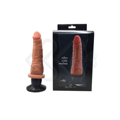 Prótese Peniana Realística em Silicone com Ventosa, Vibração Única, Veias Salientes e Glande Definida - Innamorata Versátil N°46 - 15,7 x 4,4 cm