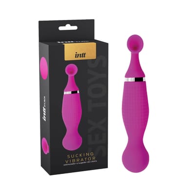 Estimulador Massageador de Clitóris Recarregável com 12 Modos de Vibração e 12 Sucções - Intt Sucking Vibrator - 22 x 4 cm