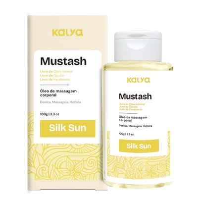Óleo Deslizante para Massagem Corporal com Efeito que Aquece - Kalya Mustash Silk Sun | 100 ml