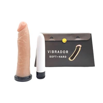 Vibrador Personal com Vibração Multivelocidade e Capa no Formato de Pênis Realístico - Kama Sutra Brazil Soft or Hard | 10,5 x 2,5 cm