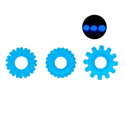 Kit com 3 Anéis Penianos em TPE em Formatos Diferenciados e Efeito Fosforescente - Lovetoy Lumino Play