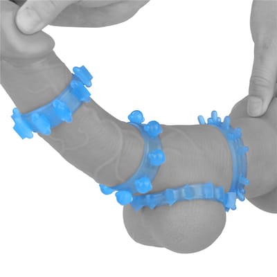 Kit com 4 Anéis Penianos em TPE, Texturizados em Formatos Diferenciados e Efeito Fosforescente - LoveToy Lumino Play