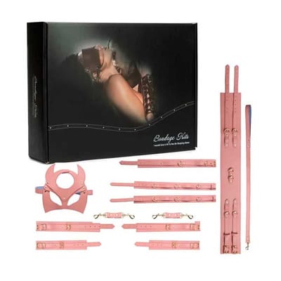 Kit Sado de Luxo com 7 Acessórios em Couro Sintético - Bondage Kits I Would Give It All To Not Be Sleeping Alone | Disponivel em 3 Cores