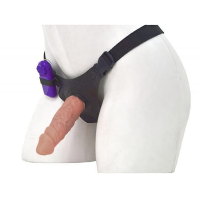 Cinta Peniana Ajustável com Prótese Realística em Silicone, Vibração Multivelocidade e Controle Remoto com Fio - La Pimienta Sado | 14 x 4,2 cm