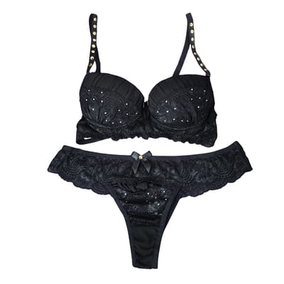 Conjunto 1/2 Taça com Renda e Spikes - Ranny's Lingerie | Tamanho: P