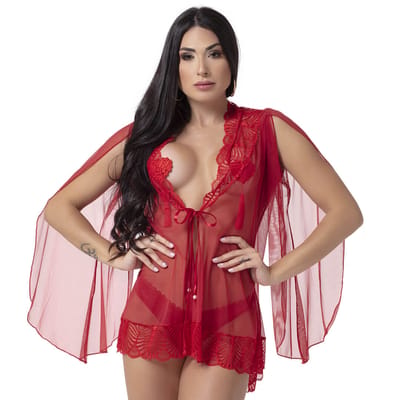 Robe Cindy em Tule e Renda - Lingerie Sapeka | Tamanho Único | Disponível em 3 Cores