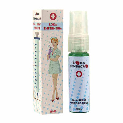 Gel Beijável em Spray com Efeito Vibrante - Loka Enfermeira | 15 ml | Sabor: Algodão Doce