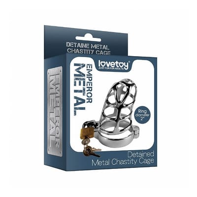 Lovetoy - Cinto de Castidade Masculino em Aço com Grade e Anel para Escroto - 9,2 x 4,1 cm